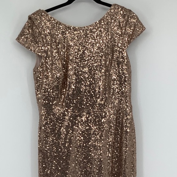 NEW Dessy Collection Size 12 Elle Sequin Cowl Back Cinnamon Dress $292 msrp J2-6 - Picture 7 of 10